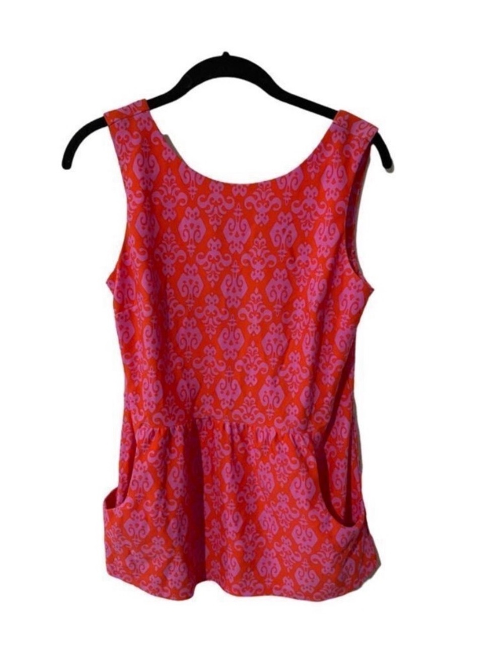 Jude Connally Pink and Red Sleeveless Peplum Top
